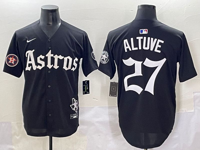 Men 2025 Houston Astros #27 Altuve Black Five generations Joint Name Nike MLB Jersey style 15